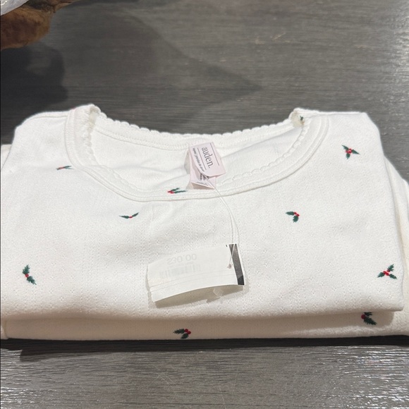 Auden White Pajama Set with Floral Accents - Picture 2 of 4